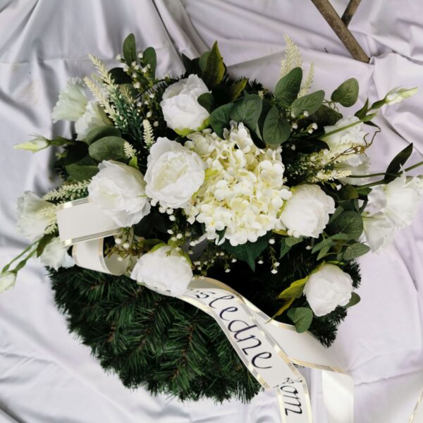 smutocny umely veniec z bielych ruzi a hortenzii 55cm 60e